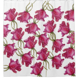 Roze rozen Waterverf met handbeschilderd Douchegordijn