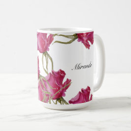 Roze rozen Waterverf met handbeschilderd Koffiemok