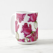 Roze rozen Waterverf met handbeschilderd Koffiemok (Voorkant links)