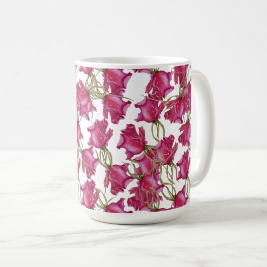 Roze rozen Waterverf met handbeschilderd Koffiemok (Voorkant rechts)