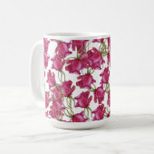 Roze rozen Waterverf met handbeschilderd Koffiemok (Voorkant links)