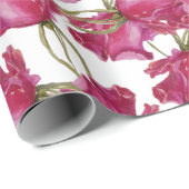 Roze rozen Waterverf Patroon met handbeschilderd Cadeaupapier (Rol Hoek)