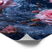 Roze rozen waterverf poster (Hoek)