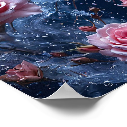 Roze rozen waterverf poster (Hoek)