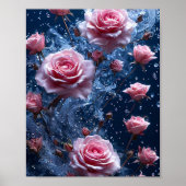 Roze rozen waterverf poster (Voorkant)