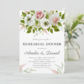 Roze Rozen Waterverf Romantisch Repetitie Diner Kaart (Staand voorkant)