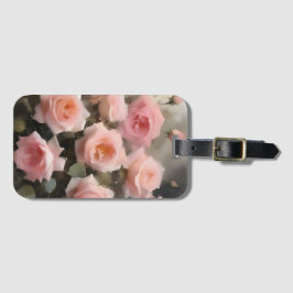  roze rozen waterverf schilderij bagagelabel