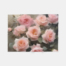  roze rozen waterverf schilderij fleece deken
