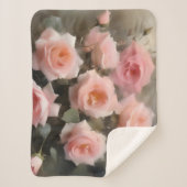 roze rozen waterverf schilderij sherpa deken (Voorkant)