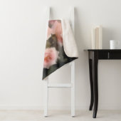 roze rozen waterverf schilderij sherpa deken (In situ)