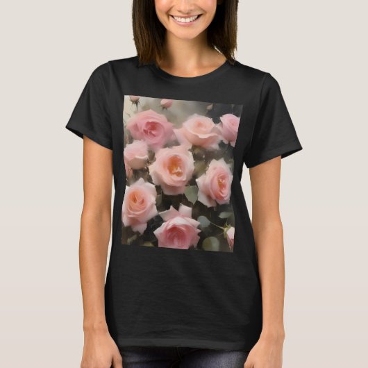  roze rozen waterverf schilderij t-shirt (Voorkant)