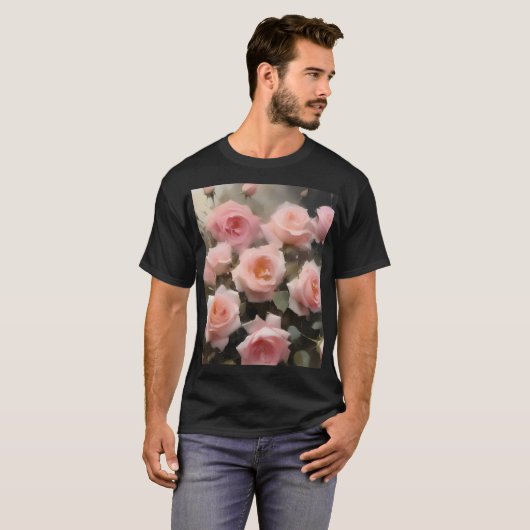 roze rozen waterverf schilderij t-shirt (Voorkant volledig)