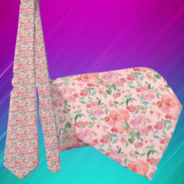 Roze rozen waterverfpatroon bloemen bloemenkraag  stropdas