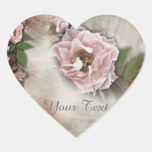  roze rozen weduwenkorf hart sticker
