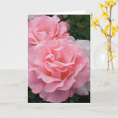 Roze Rozen Wenskaart Kaart (Gele Bloem)