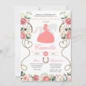Roze Rozen Western Mariachi Charro Quinceañera Kaart (Voorkant)
