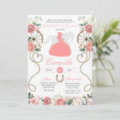 Roze Rozen Western Mariachi Charro Quinceañera Kaart (Staand voorkant)