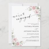 Roze Rozen Wij zijn verloofd Uitnodiging (Voorkant)