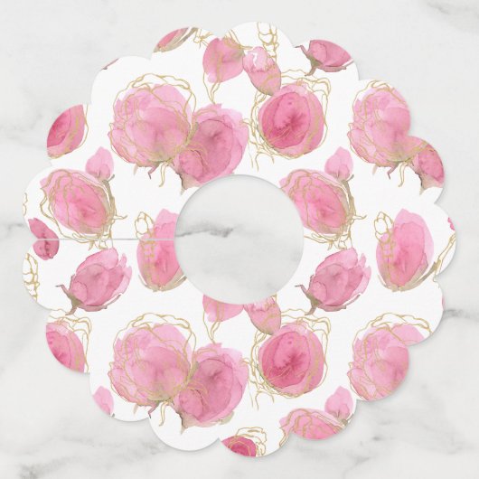 Roze rozen wijnglaslabel (Voorkant)