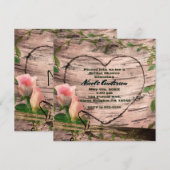 Roze rozen & wijnranken witte berken uitnodigingen (Voorkant / Achterkant)