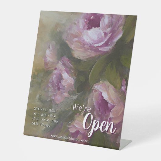 Roze Rozen Winkel Reclamebord Met Voetstuk (Voorkant)