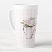 Roze Rozen Witte Bloem Waterkan Latte Mok (Linkerhoek)