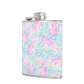 Roze rozen Witte Butterflies Sky Blue Hip Flask Heupfles (Links)