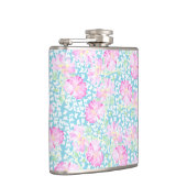 Roze rozen Witte Butterflies Sky Blue Hip Flask Heupfles (Rechts)