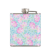 Roze rozen Witte Butterflies Sky Blue Hip Flask Heupfles (Achterkant)