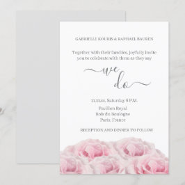Roze rozen Witte grijze Floral Elegant We wedden Kaart