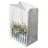 Roze Rozen Witte Hek Geboortedag Medium Cadeauzakje (Achterkant Gekanteld)