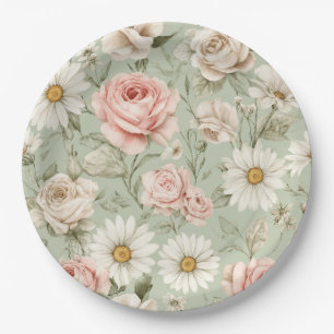 Roze Rozen Witte Madeliefjes Bloemen Papieren Bordje