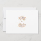 Roze rozen witte orchidee pampas grass Gold Weddin Save The Date (Achterkant)