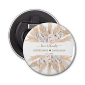 Roze rozen witte orchidee pampas grass Wedding Button Flesopener (Voorkant)
