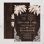 Roze rozen witte orchidee pampas na bruiloft BBQ Kaart (Voorkant / Achterkant)