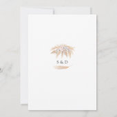 Roze Rozen Witte Orchidee Pampasgras Gouden Bruilo Kaart (Achterkant)