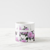 Roze rozen witte picket espresso kop (Voorkant)