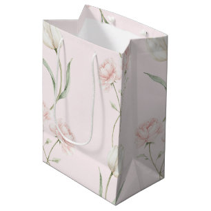 Roze Rozen Witte Tulpen Bruidsborrel Medium Cadeauzakje