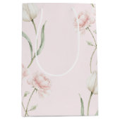 Roze Rozen Witte Tulpen Bruidsborrel Medium Cadeauzakje (Voorkant)