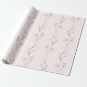Roze Rozen Witte Tulpen Bruidsdouche Cadeaupapier (Uitgerold)
