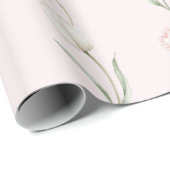Roze Rozen Witte Tulpen Bruidsdouche Cadeaupapier (Rol Hoek)