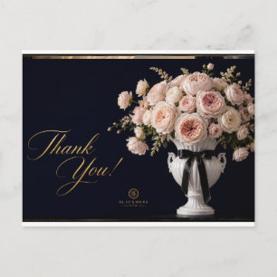 Roze Rozen Witte Vaas Postkaart Luxe Dankjewel