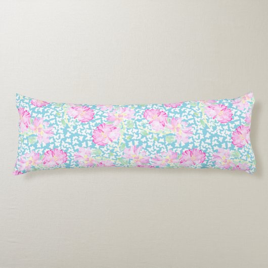 Roze rozen witte vlinders, blauw carrosserie lichaamskussen (Voorkant)