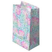 Roze Rozen Witte Vlinders, Blauw Kleine Gift Bag Klein Cadeauzakje (Voorkant Gekanteld)