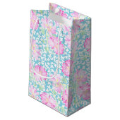 Roze Rozen Witte Vlinders, Blauw Kleine Gift Bag Klein Cadeauzakje (Achterkant Gekanteld)