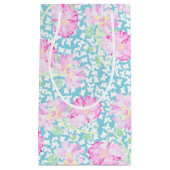 Roze Rozen Witte Vlinders, Blauw Kleine Gift Bag Klein Cadeauzakje (Voorkant)