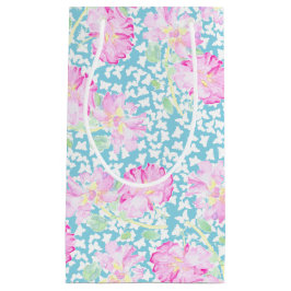 Roze Rozen Witte Vlinders, Blauw Kleine Gift Bag Klein Cadeauzakje