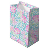 Roze Rozen Witte Vlinders, Blauw Medium Gift Bag Cadeauzakje (Voorkant Gekanteld)