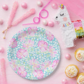 Roze Rozen Witte Vlinders Hemelsblauw Papier Bord (Feest)