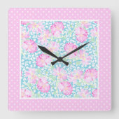 Roze Rozen Witte Vlinders Polkas Wandklok (Voorkant)